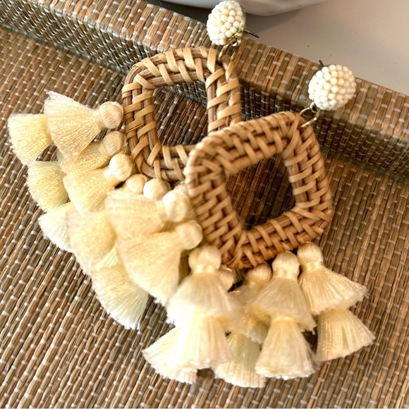 Bauble Bar Raffia and Tassel Statement Earrings - Picture 2 of 5